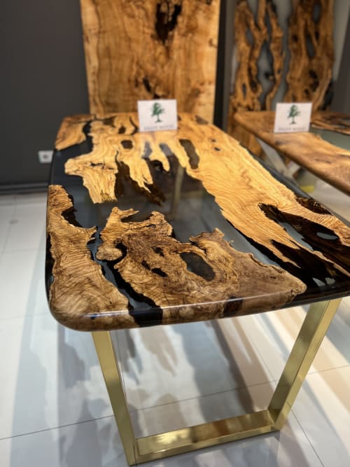 Custom live edge epoxy resin table, Black epoxy table by Brave Wood