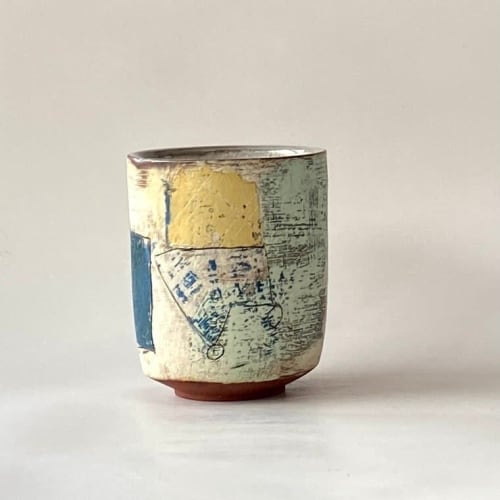 Handmade Tall Tea Cup with Drawings 2 | Drinkware by cursive m ceramics