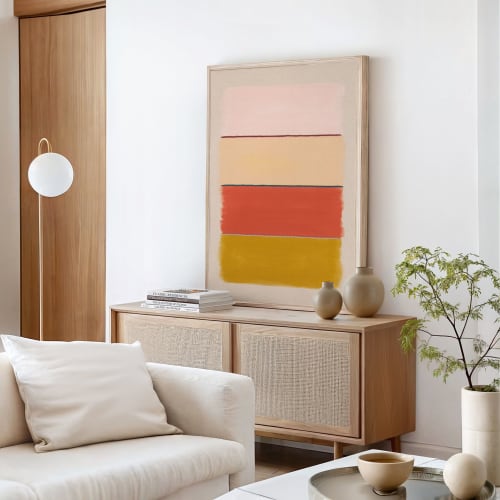 Persimmon Orange & Gold Stripe Fine Art Print | Paintings by Emily Keating Snyder