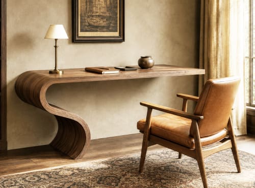 Enso Desk In Walnut Wood by Neal Aronowitz | Tables by Neal Aronowitz