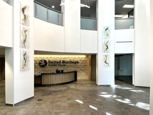Custom Large-scale Painting on Plexiglass | Paintings by Julie Pelaez Studios | Research Park Place Building 5 in Austin
