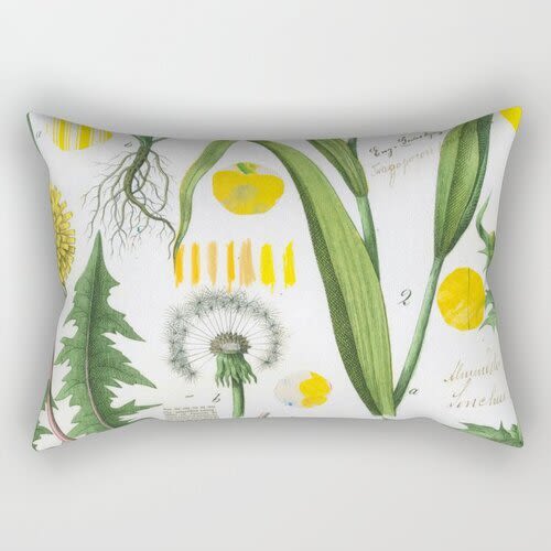 Rectangular Pillow Yellow Botanical | Pillows by Pam (Pamela) Smilow