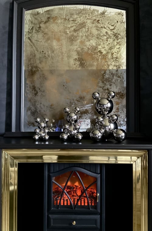 Stainless Steel Bear Family of 3 Sculpture Minimalistic Anim | Sculptures by IRENA TONE