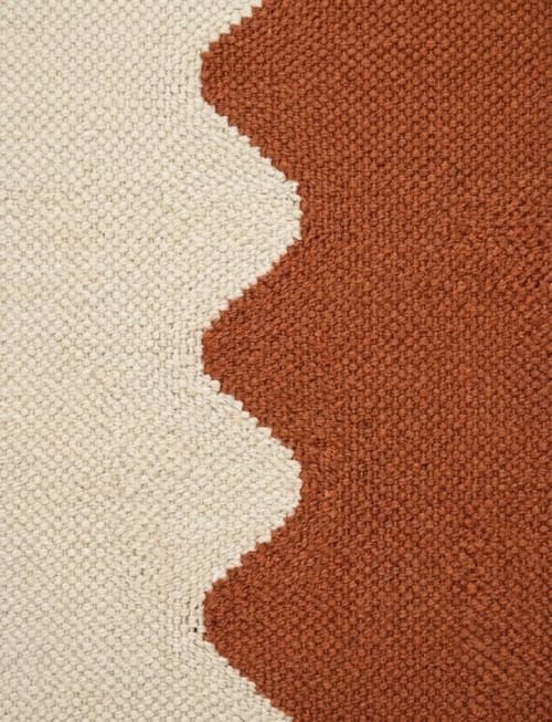 Handwoven Woolen Terracotta Runner Rug | Rugs by Evergreen Carpets