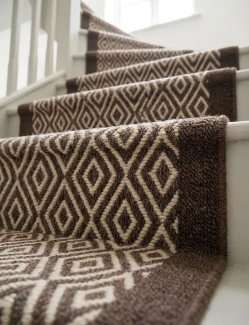Handwoven Woolen Brown Runner Rug | Rugs by Evergreen Carpets