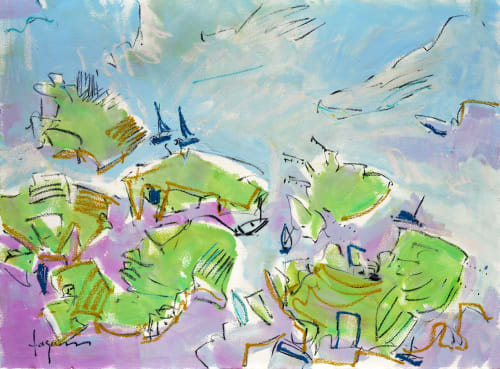 Islands Abstract Paintings, Set of 2 | Oil And Acrylic Painting in Paintings by Dorothy Fagan Fine Art: Joy's Garden