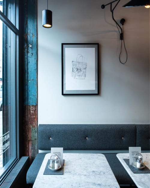 “Kipferl bag drawing” | Paintings by Nettie Wakefield | Kipferl Cafe & Kitchen in London