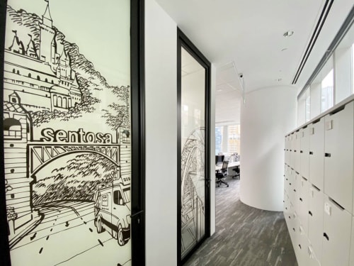 BBC Singapore office art mural | Murals by Just Sketch | 18 Robinson in Singapore