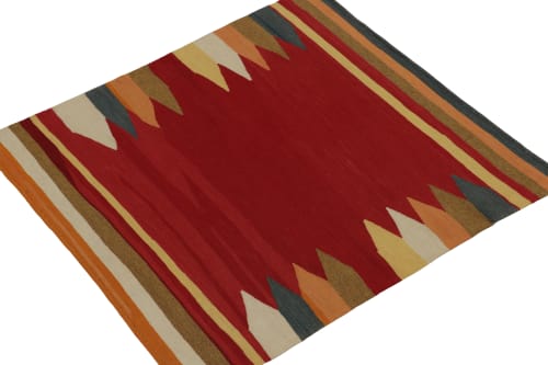 1980s Vintage Sofreh Kilim rug in Red with Colorful | Rugs by Rug and Kilim