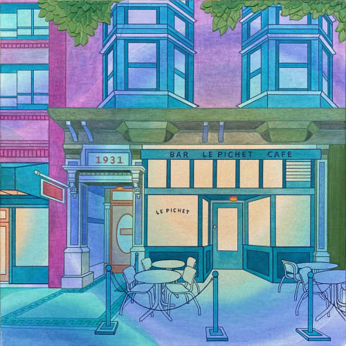 Le Pichet | Oil And Acrylic Painting in Paintings by Elizabeth Gahan | Embassy Suites by Hilton Seattle Downtown Pioneer Square in Seattle