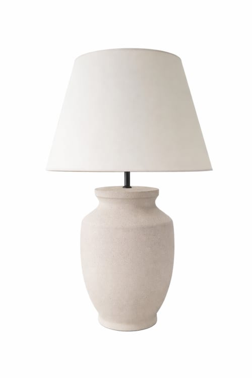 Textured Ceramic Bedside Table Lamp: White Clay | Lamps by ENOceramics
