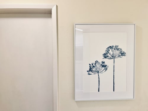 Delft Agapanthus 6:  Framed Original Painting-Cyanotype | Watercolor Painting in Paintings by Christine So