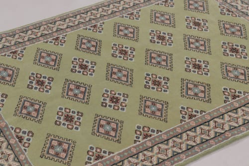 Vintage Bokhara Rug in Soft Sage Green with Geometric | Rugs by Rug and Kilim