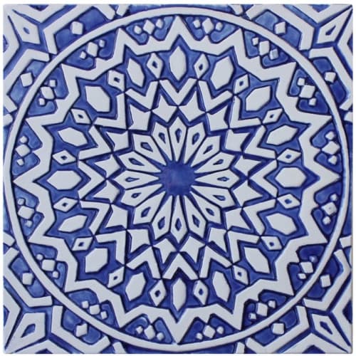 Large blue and white Moroccan tiles (1 tile) | Tiles by GVEGA