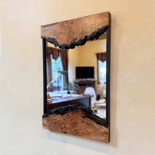 Eye-catching Live Edge Cherry Burl Mirror | Decorative Objects by thomas weber