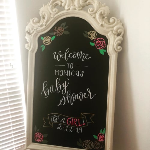 Hand painted baby shower sign | Signage by Jamie Lindley Lettering