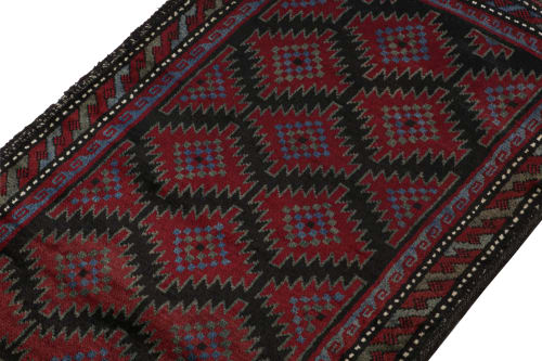 Rug & Kilim's Baluch Afghan Rug with Black and Red Tribal | Rugs by Rug and Kilim
