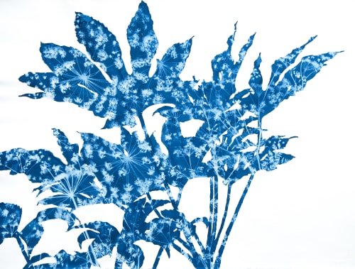 Summer Woods II: framed cyanotype painting 29 x 36 x 2.75" | Mixed Media in Paintings by Christine So