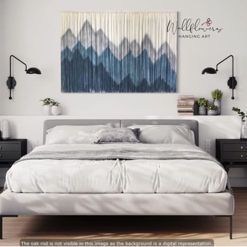 SIERRA TEAL Custom Dyed Wall Tapestry Mountain Landscape | Macrame Wall Hanging in Wall Hangings by Wallflowers Hanging Art