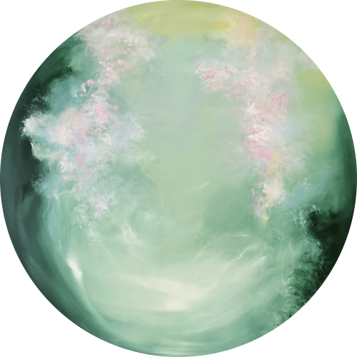 Into the mystic - Round canvas abstract painting | Oil And Acrylic Painting in Paintings by Jennifer Baker Fine Art