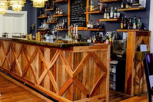 Reclaimed Wood Bar Facade | Furniture by Northern South Woodworks | The Colonial Inn in Hillsborough