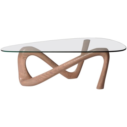 Amorph Iris Coffee Table with glass Gray Oak Finish | Tables by Amorph
