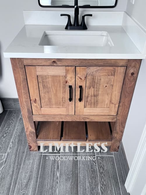 Model #1054 - Custom Single Sink Vanity | Furniture by Limitless Woodworking