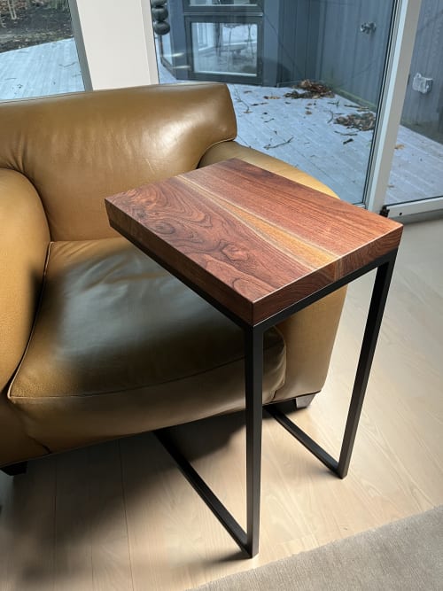 Black Walnut and Steel Black Powder Coated C-Table | Tables by Lock 29 Design