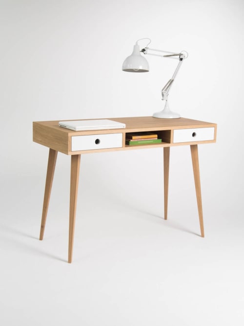 KUUB - Desk for home, dressing table, bureau, white drawer | Tables by Mo Woodwork