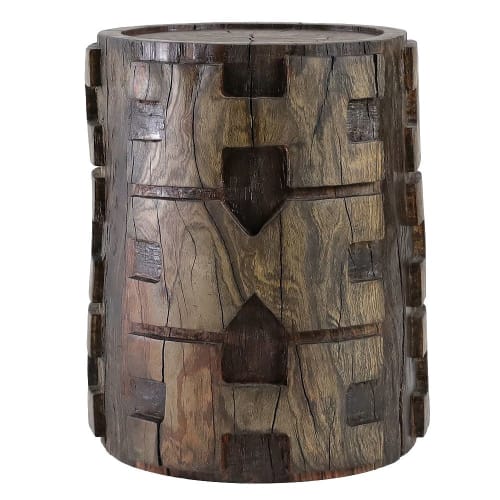 Pueblo Deco Hand Carved Log Table | Side Table in Tables by Pfeifer Studio