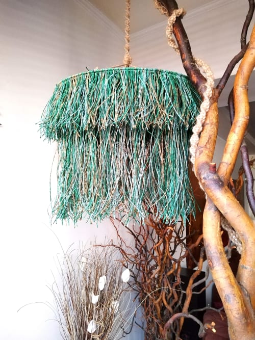 Boho Pendant Light, Raffia Fringe Chandelier | Chandeliers by Magdyss Boutique | Yacht Club București in București