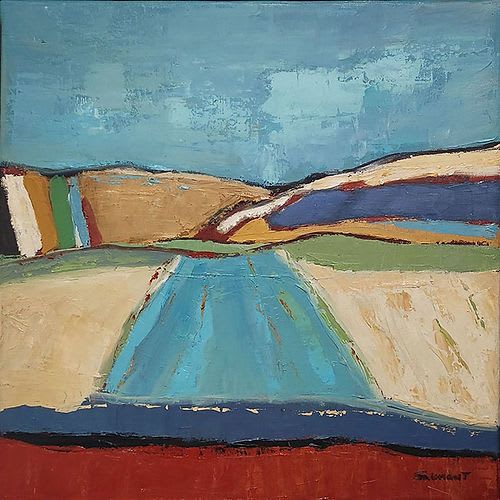 Blue landscape | Oil And Acrylic Painting in Paintings by Sophie DUMONT