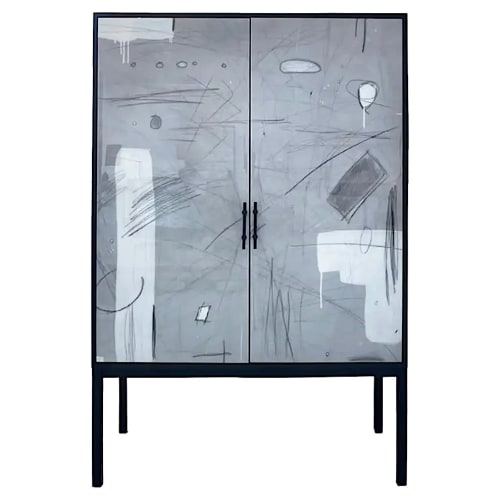 Abstract in White Armoire  Mixed-Media Artwork on Doors | Storage by Morgan Clayhall