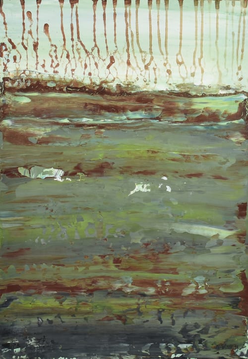 Poetic Grass 05 Framed Acrylic Painting on Matboard | Oil And Acrylic Painting in Paintings by Lisa Fine Art