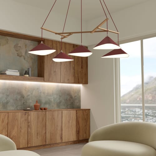 Emily Group of Five in cutsom semi matte purple red | Chandeliers by MOSS Objects