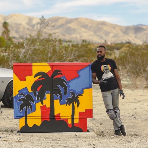 Uiltity Box Art - Urban Desert Palms | Street Murals by Tysen Knight