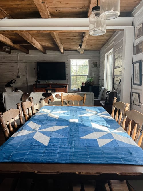 The Indigo Lemoyne Star Quilted Throw | Linens & Bedding by Exshaw Quilts