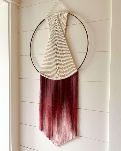 Large Dip Dyed Gold Hoop Macrame Wall Hanging, Custom colors | Wall Hangings by The Cotton Yarn
