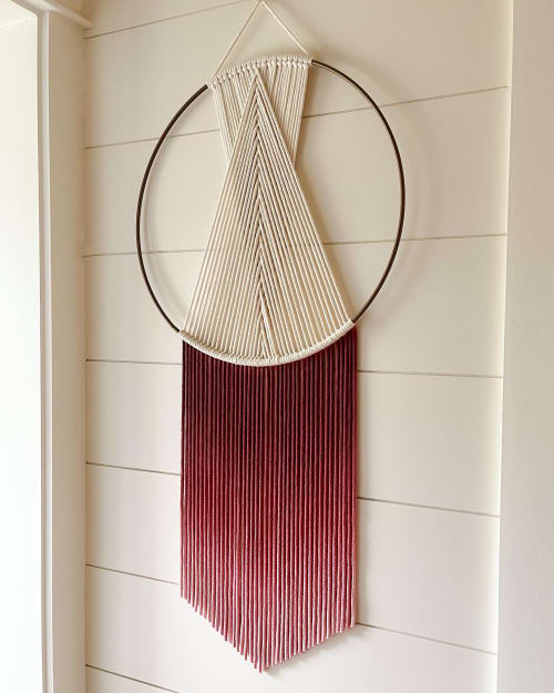 Large Dip Dyed Gold Hoop Macrame Wall Hanging, Custom colors | Tapestry in Wall Hangings by The Cotton Yarn