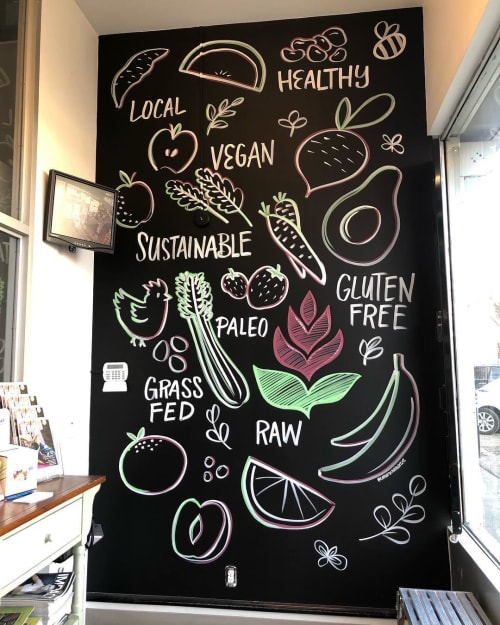 Chalkboard Painted Mural, produce and grocery art | Murals by Artist - Rozzie Lee | Amaranth 4th Street Market in Calgary
