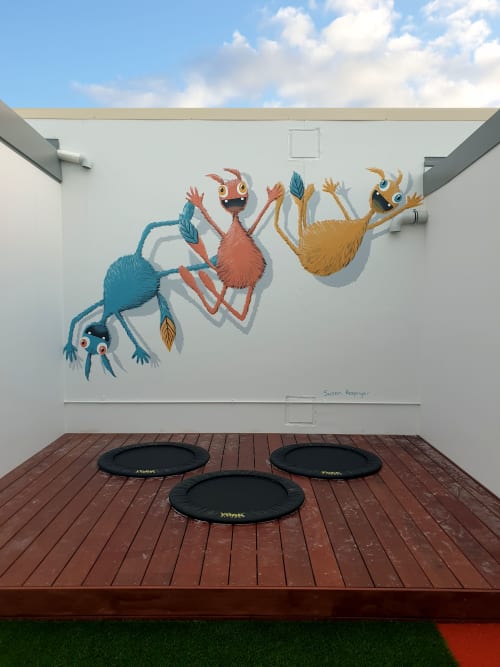Trampoline monsters | Murals by Susan Respinger | Kids on Beaufort | Child Daycare Centre | Inglewood in Inglewood