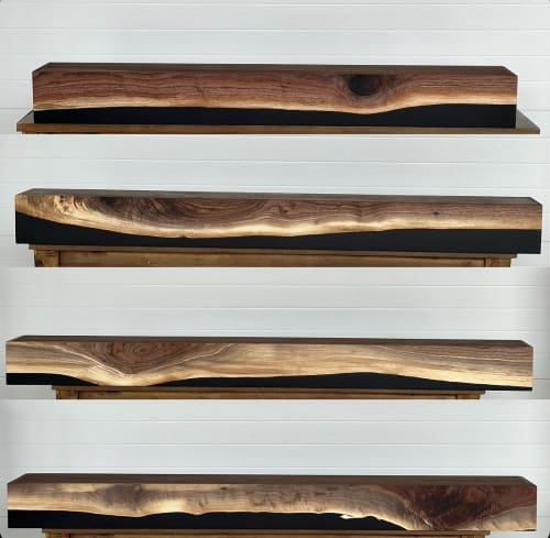 Walnut Suspended River Mantel | Fireplaces by TRH Furniture