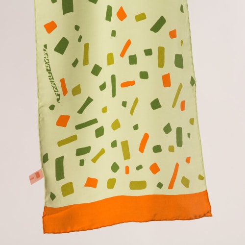 "Cabrera" green screen-printed 100% silk foulard | Apparel & Accessories by Natalia Lumbreras