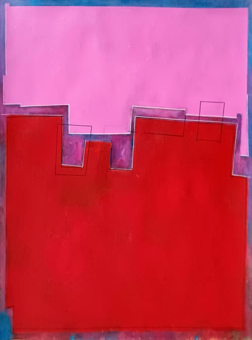 Red and pink composition D | Paintings by Luis Medina