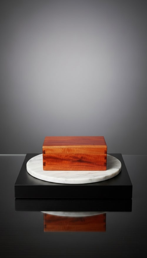 Sculptural Solid Mahogany Cigar Casket – Hand-Carved Monolit | Decorative Box in Decorative Objects by Holzkunst Samuel Meisinger