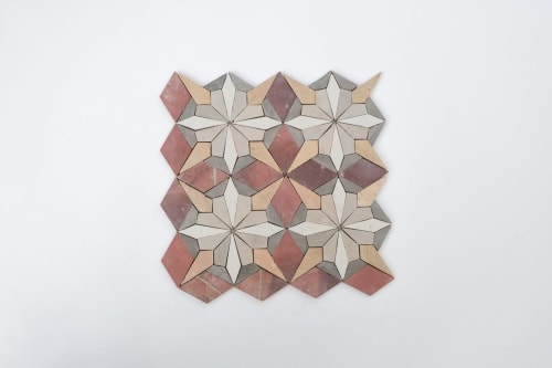 Dusty Rose Pink Flower/Floral Mosaic Tile | Tiles by Mosaics & Company LLC