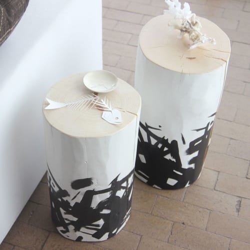 Katakana Hand Painted Log Table | Side Table in Tables by Pfeifer Studio