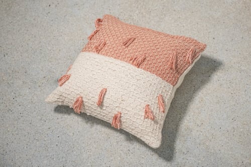 Diamond Guayaba Pink Pillow Case with Tassels | Cushion in Pillows by ZUAHAZA