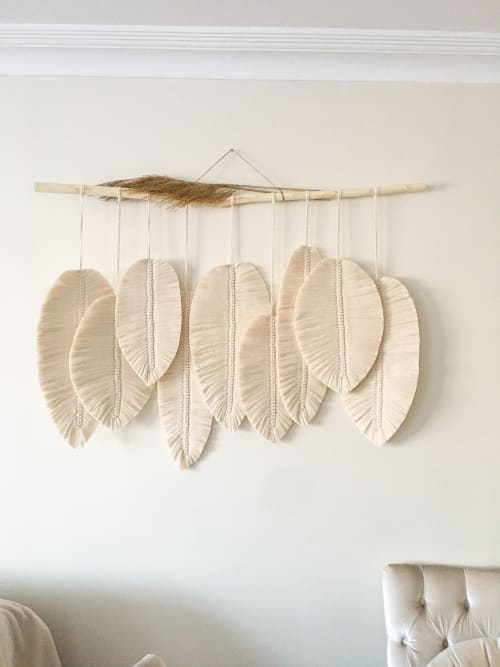 Large macrame feathers with 9 feathers - Different shapes | Wall Hangings by Damla