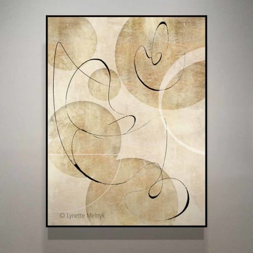 Geometric abstract art black and gold mid century modern | Paintings by Lynette Melnyk